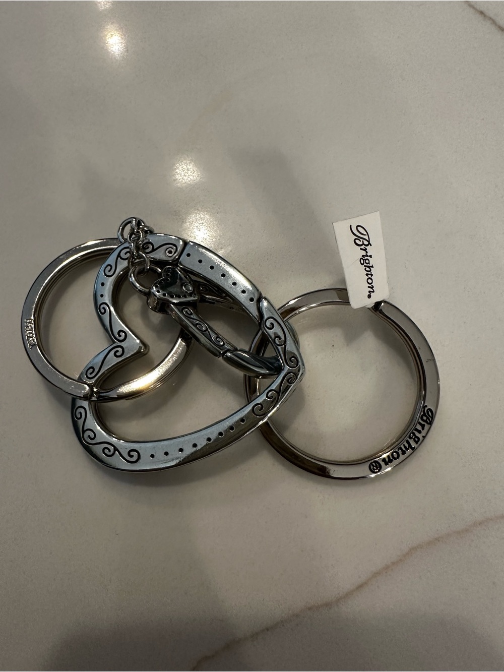 Brighton Silver-Tone Heart Key & Card Holder with Swirl Accent